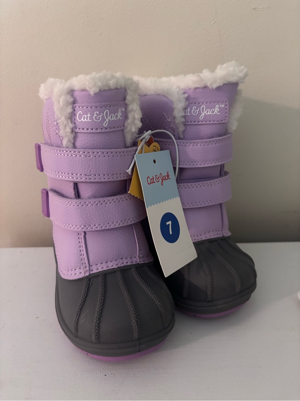 Cat & Jack Purple and Black Kids Snow Boots
